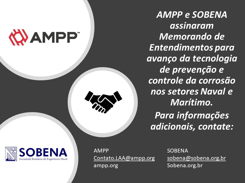 AMPP e SOBENA assinam MoU para Avanço da Tecnologia de Prevenção e Controle da Corrosão nos Setores Naval e Marítimo
